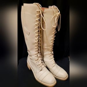 Knee high, leather, lace-up Boots